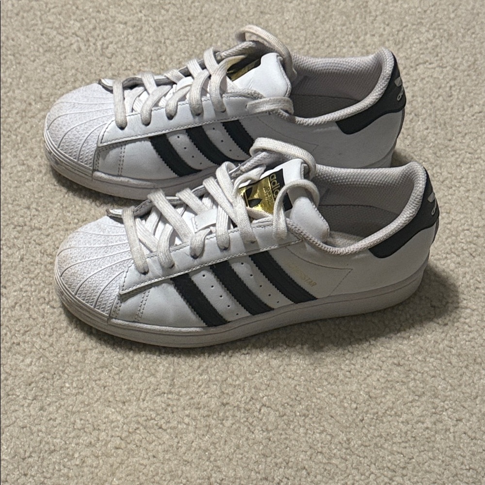Adidas Kids White and Black Striped Sneakers